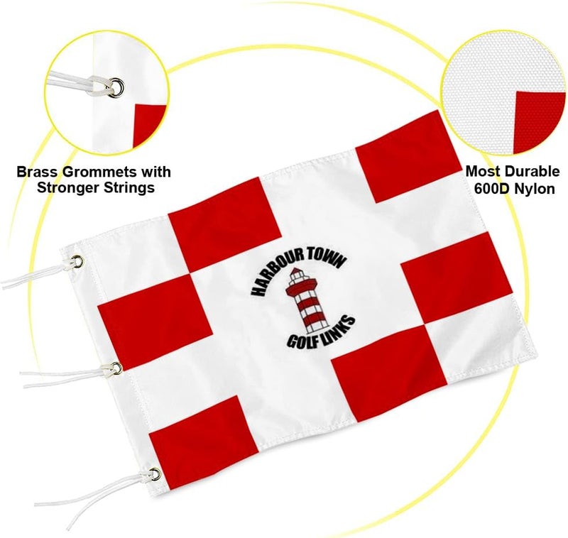 2BUT Harbour Town Golf Links Golf Pin PGA Flag Practic Putting Green Golf Flag For Backyard Garden Double-Sewn 600D Nylon Miniature Pin Flag (Red 20"X13" Grommet) - Image 3
